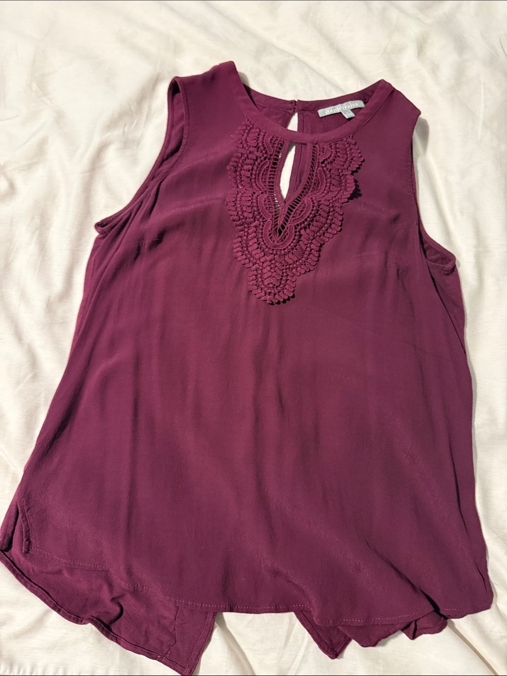 Daniel Rainn Sleeveless Crochet-Detail Camisole in Berry